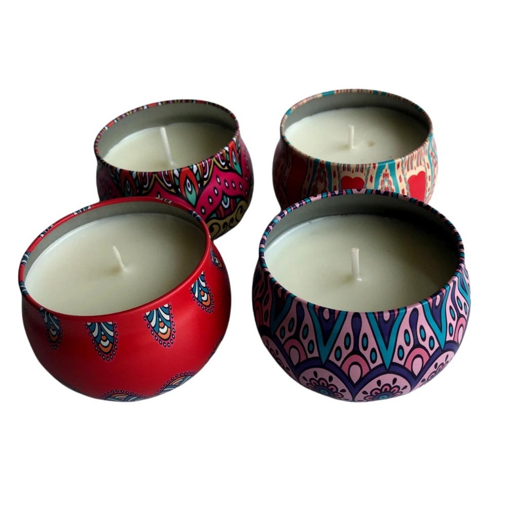 Decorative Scented Candle Set - Red and Pink